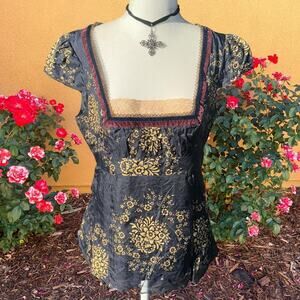 whimsigoth nanette leopore silk babydoll blouse